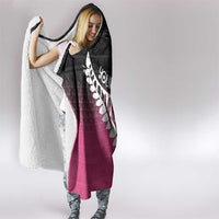 Pink Silver Fern Spirit Taniko Tukutuku Personalised Hooded Blanket LT9 - Polynesian Pride