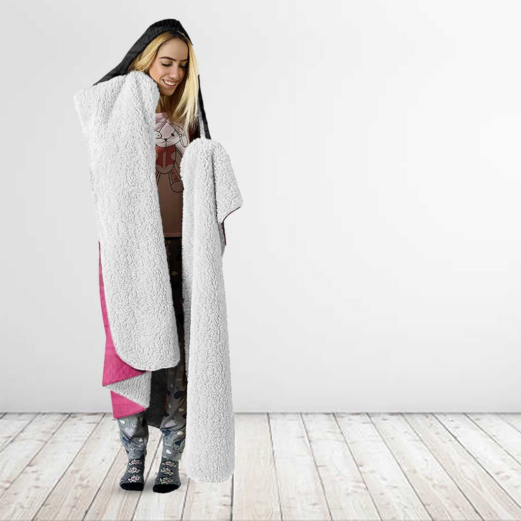 Pink Silver Fern Spirit Taniko Tukutuku Personalised Hooded Blanket LT9 - Polynesian Pride