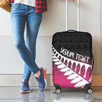 Pink Silver Fern Spirit Taniko Tukutuku Personalised Luggage Cover