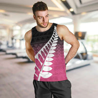 Pink Silver Fern Spirit Taniko Tukutuku Personalised Men Tank Top