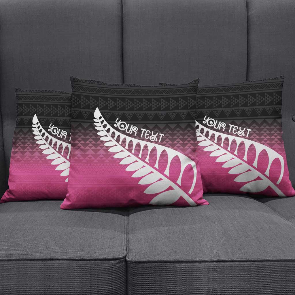 Pink Silver Fern Spirit Taniko Tukutuku Personalised Pillow Cover LT9 - Polynesian Pride
