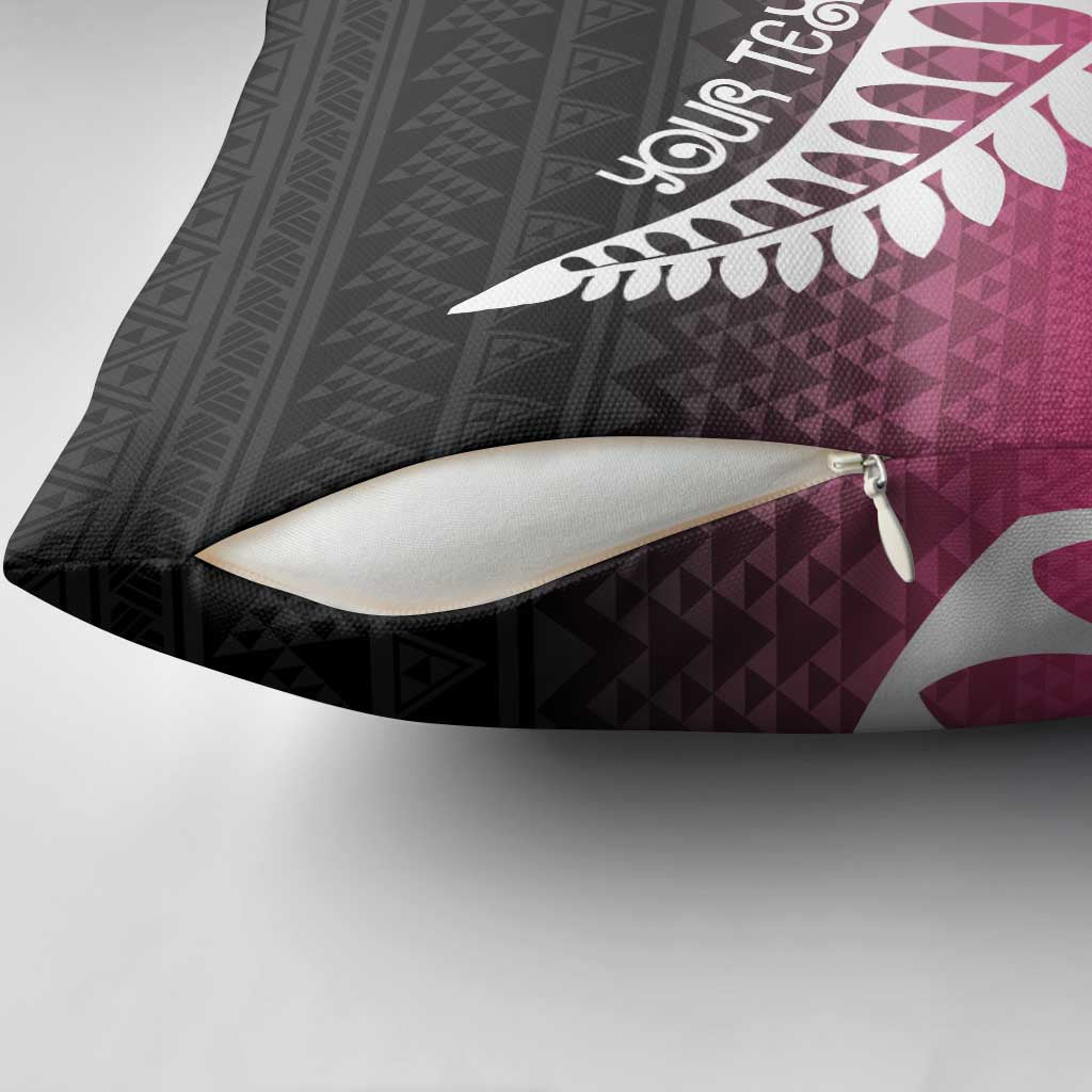Pink Silver Fern Spirit Taniko Tukutuku Personalised Pillow Cover LT9 - Polynesian Pride
