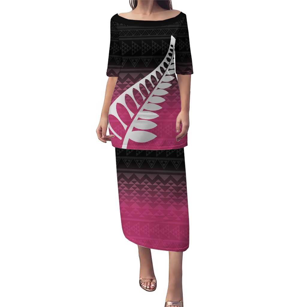Pink Silver Fern Spirit Taniko Tukutuku Personalised Puletasi LT9 Long Dress Pink - Polynesian Pride