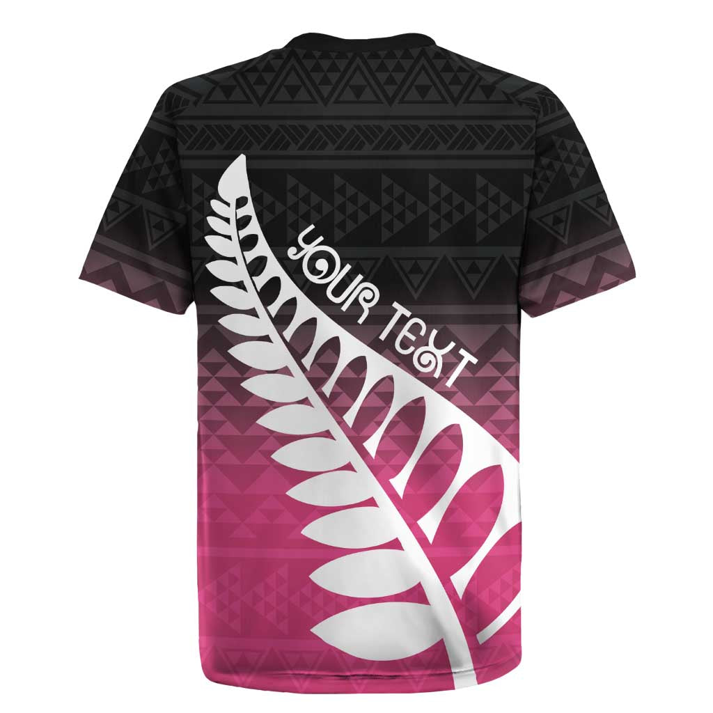 Pink Silver Fern Spirit Taniko Tukutuku Personalised Rugby Jersey