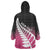 Pink Silver Fern Spirit Taniko Tukutuku Personalised Wearable Blanket Hoodie