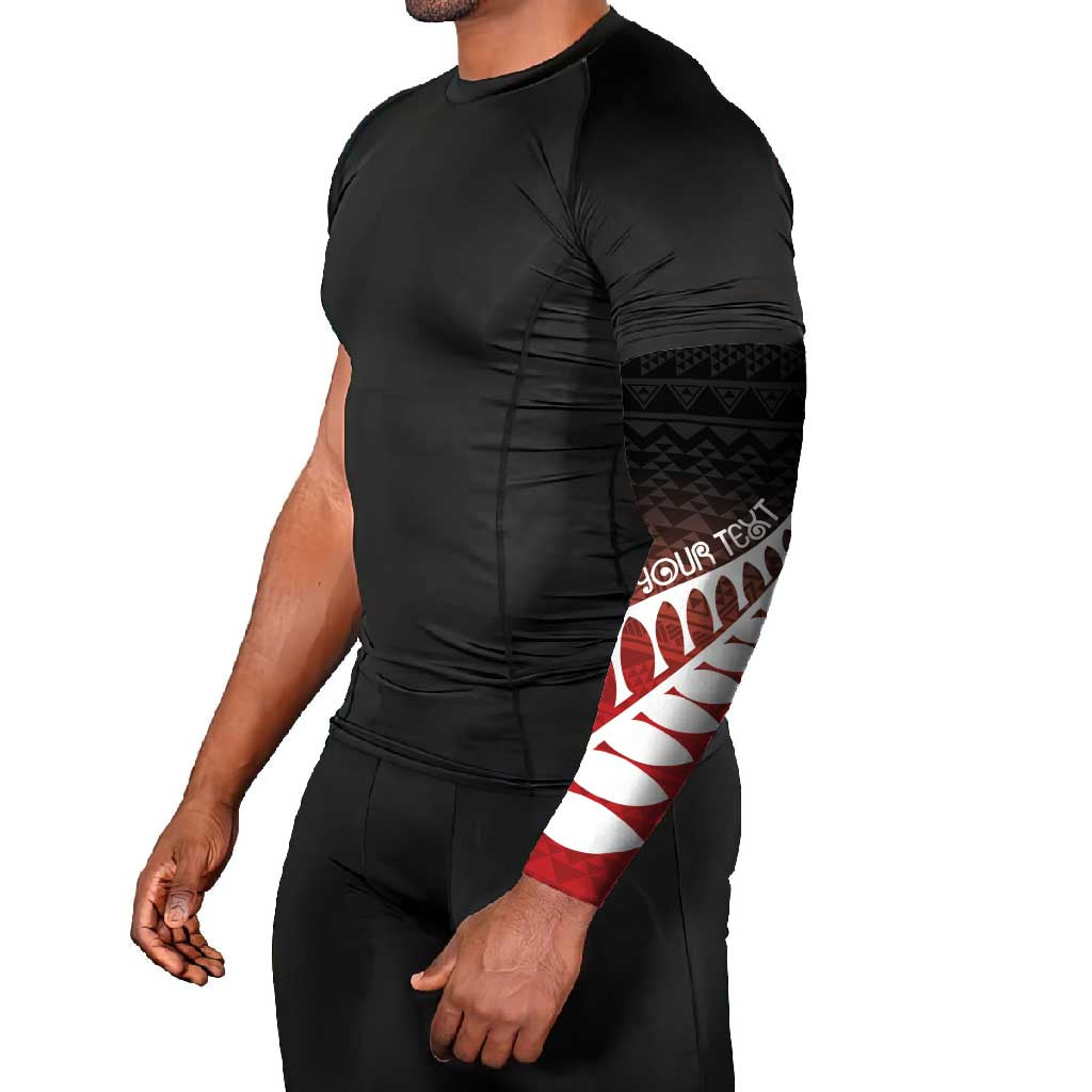 Red Silver Fern Spirit Taniko Tukutuku Personalised Arm Sleeves LT9 - Polynesian Pride