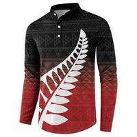 Red Silver Fern Spirit Taniko Tukutuku Personalised Button Sweatshirt