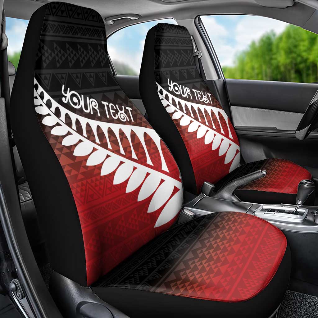 Red Silver Fern Spirit Taniko Tukutuku Personalised Car Seat Cover LT9 - Polynesian Pride
