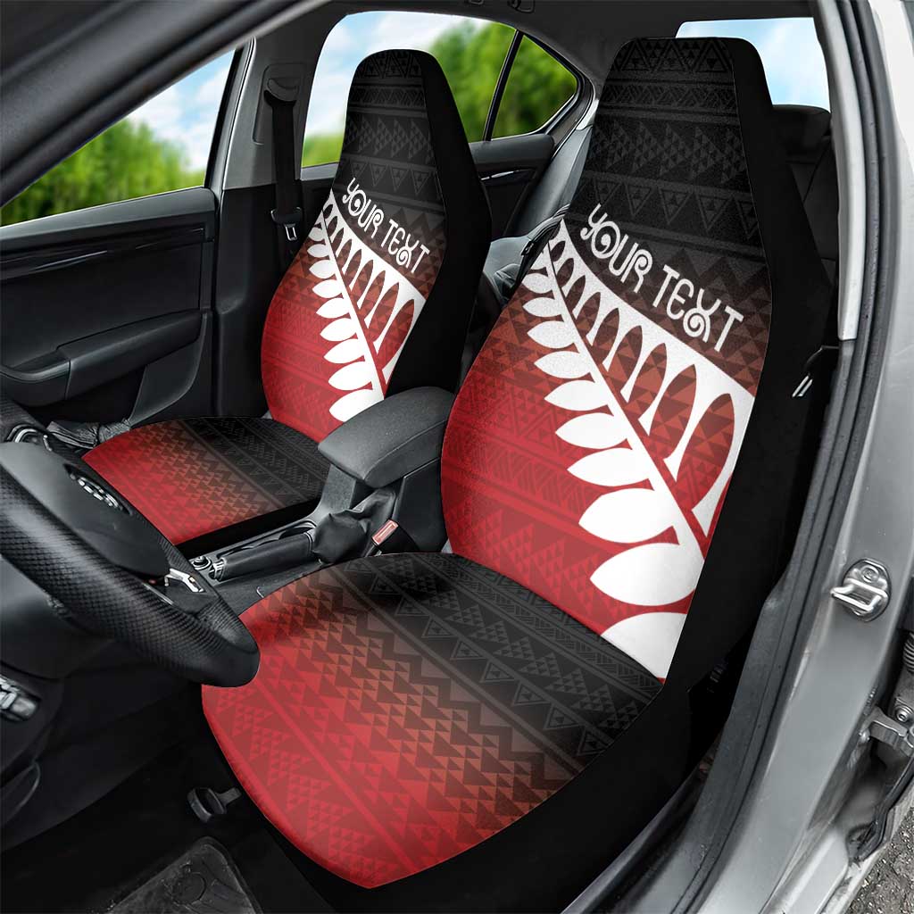 Red Silver Fern Spirit Taniko Tukutuku Personalised Car Seat Cover LT9 - Polynesian Pride