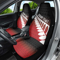Red Silver Fern Spirit Taniko Tukutuku Personalised Car Seat Cover LT9 - Polynesian Pride