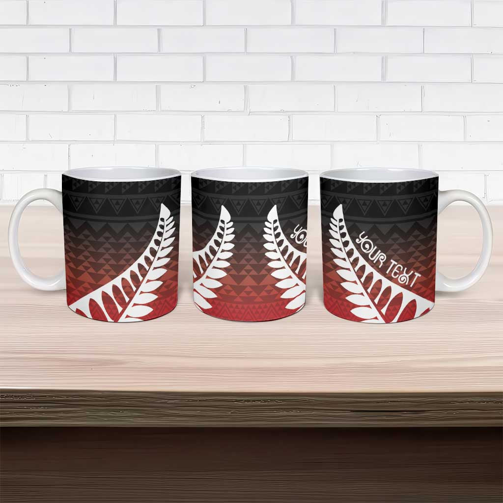 Red Silver Fern Spirit Taniko Tukutuku Personalised Ceramic Mug LT9 - Polynesian Pride