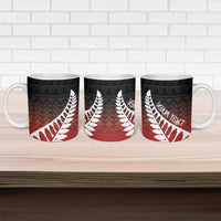 Red Silver Fern Spirit Taniko Tukutuku Personalised Ceramic Mug LT9 - Polynesian Pride