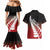 Red Silver Fern Spirit Taniko Tukutuku Personalised Couples Matching Mermaid Dress and Hawaiian Shirt