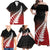 Red Silver Fern Spirit Taniko Tukutuku Personalised Family Matching Off Shoulder Maxi Dress and Hawaiian Shirt