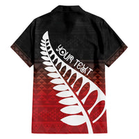 Red Silver Fern Spirit Taniko Tukutuku Personalised Family Matching Off Shoulder Maxi Dress and Hawaiian Shirt LT9 - Polynesian Pride