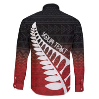 Red Silver Fern Spirit Taniko Tukutuku Personalised Family Matching Off Shoulder Maxi Dress and Hawaiian Shirt LT9 - Polynesian Pride