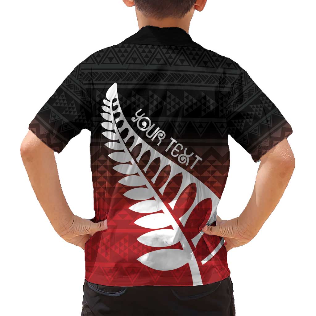 Red Silver Fern Spirit Taniko Tukutuku Personalised Family Matching Short Sleeve Bodycon Dress and Hawaiian Shirt LT9 - Polynesian Pride