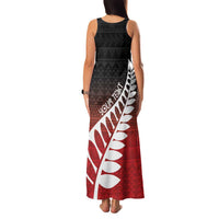 Red Silver Fern Spirit Taniko Tukutuku Personalised Family Matching Tank Maxi Dress and Hawaiian Shirt LT9 - Polynesian Pride
