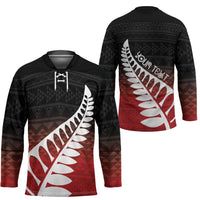 Red Silver Fern Spirit Taniko Tukutuku Personalised Hockey Jersey - Polynesian Pride