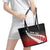 Red Silver Fern Spirit Taniko Tukutuku Personalised Leather Tote Bag
