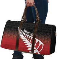 Red Silver Fern Spirit Taniko Tukutuku Personalised Travel Bag - Polynesian Pride