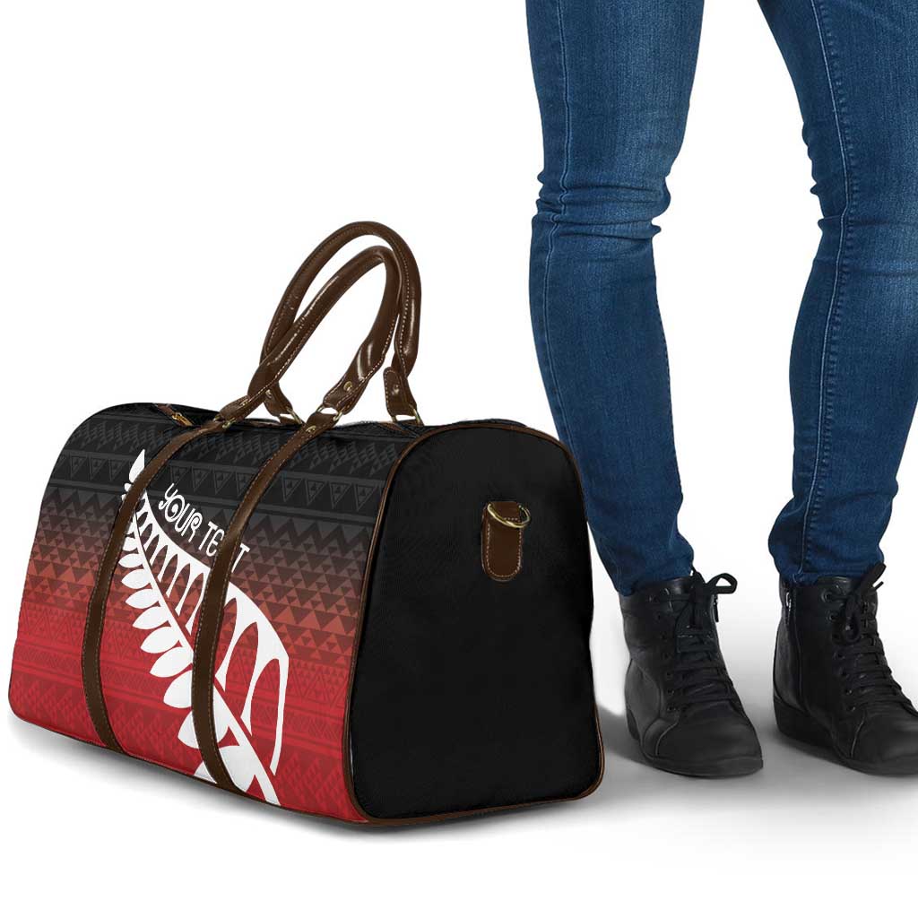 Red Silver Fern Spirit Taniko Tukutuku Personalised Travel Bag - Polynesian Pride