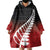 Red Silver Fern Spirit Taniko Tukutuku Personalised Wearable Blanket Hoodie