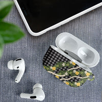 Aloha Puakenikeni Anthurium Pikake Lei AirPods Case Black Hawaiian Palaka Pattern