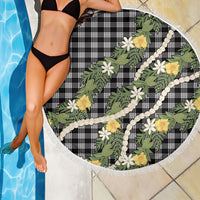 Aloha Puakenikeni Anthurium Pikake Lei Beach Blanket Black Hawaiian Palaka Pattern