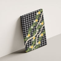 Aloha Puakenikeni Anthurium Pikake Lei Canvas Wall Art Black Hawaiian Palaka Pattern LT9 - Polynesian Pride