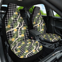 Aloha Puakenikeni Anthurium Pikake Lei Car Seat Cover Black Hawaiian Palaka Pattern LT9 One Size Black - Polynesian Pride