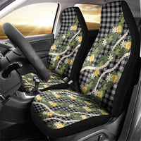 Aloha Puakenikeni Anthurium Pikake Lei Car Seat Cover Black Hawaiian Palaka Pattern LT9 - Polynesian Pride