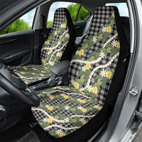 Aloha Puakenikeni Anthurium Pikake Lei Car Seat Cover Black Hawaiian Palaka Pattern LT9 - Polynesian Pride