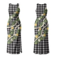 Aloha Puakenikeni Anthurium Pikake Lei Couples Matching Tank Maxi Dress and Hawaiian Shirt Black Hawaiian Palaka Pattern LT9 - Polynesian Pride