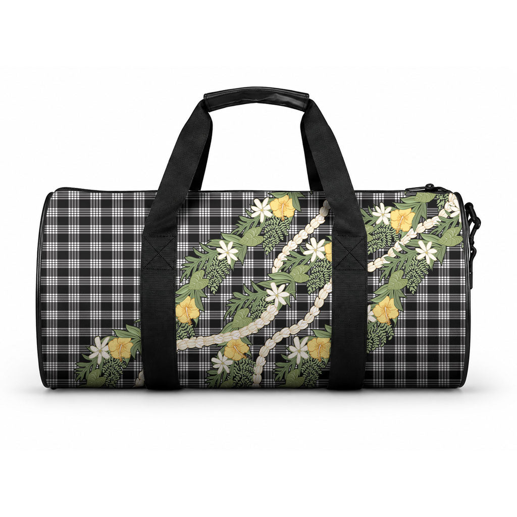 Aloha Puakenikeni Anthurium Pikake Lei Duffle Bag Black Hawaiian Palaka Pattern LT9 One size Black - Polynesian Pride
