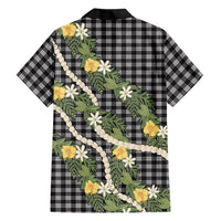 Aloha Puakenikeni Anthurium Pikake Lei Family Matching Off Shoulder Maxi Dress and Hawaiian Shirt Black Hawaiian Palaka Pattern LT9 - Polynesian Pride