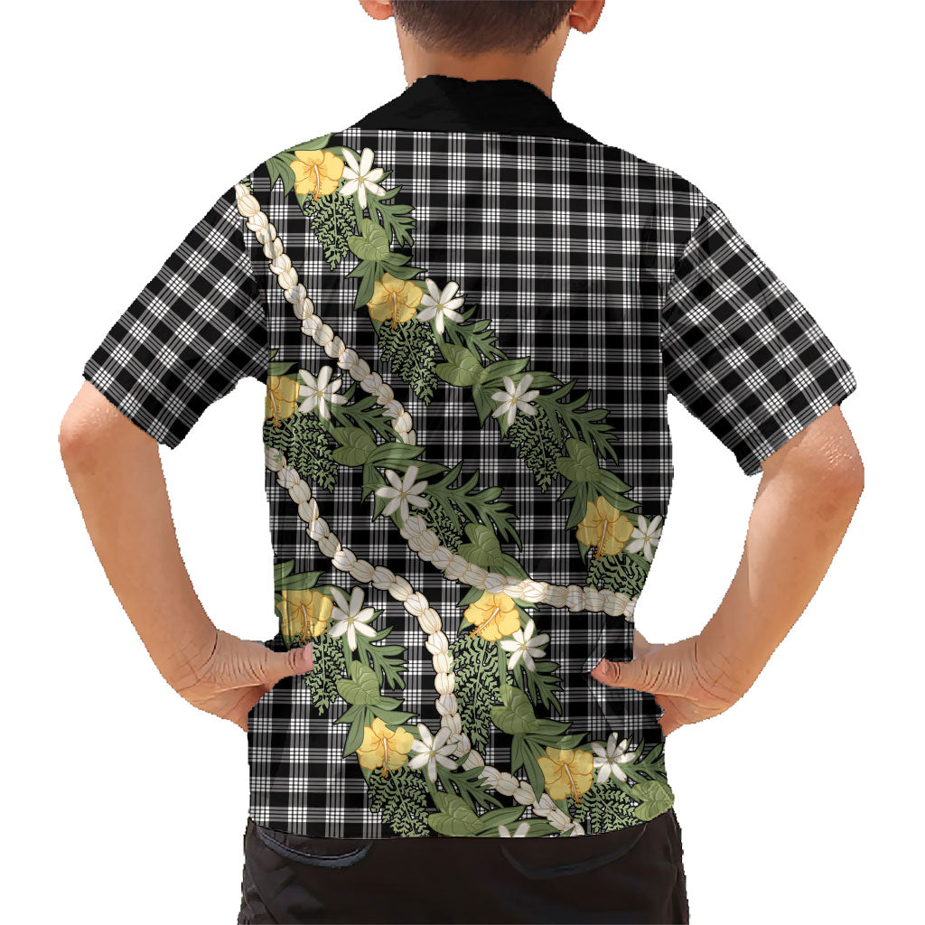 Aloha Puakenikeni Anthurium Pikake Lei Family Matching Summer Maxi Dress and Hawaiian Shirt Black Hawaiian Palaka Pattern LT9 - Polynesian Pride