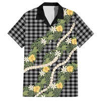 Aloha Puakenikeni Anthurium Pikake Lei Family Matching Summer Maxi Dress and Hawaiian Shirt Black Hawaiian Palaka Pattern LT9 Dad's Shirt - Short Sleeve Black - Polynesian Pride