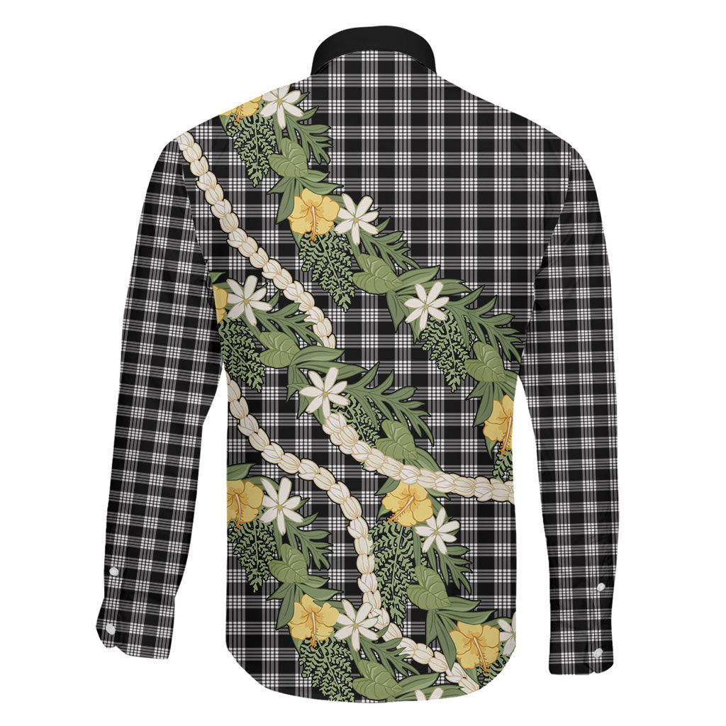 Aloha Puakenikeni Anthurium Pikake Lei Family Matching Tank Maxi Dress and Hawaiian Shirt Black Hawaiian Palaka Pattern LT9 - Polynesian Pride