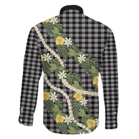 Aloha Puakenikeni Anthurium Pikake Lei Family Matching Tank Maxi Dress and Hawaiian Shirt Black Hawaiian Palaka Pattern LT9 - Polynesian Pride