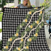 Aloha Puakenikeni Anthurium Pikake Lei Quilt Black Hawaiian Palaka Pattern