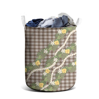 Aloha Puakenikeni Anthurium Pikake Lei Laundry Basket Chocolate Hawaiian Palaka Pattern
