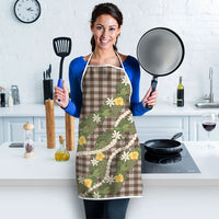 Aloha Puakenikeni Anthurium Pikake Lei Apron Chocolate Hawaiian Palaka Pattern