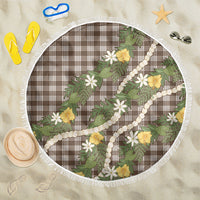 Aloha Puakenikeni Anthurium Pikake Lei Beach Blanket Chocolate Hawaiian Palaka Pattern
