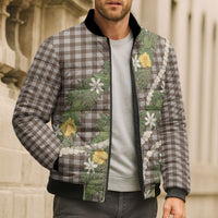 Aloha Puakenikeni Anthurium Pikake Lei Bomber Puffer Jacket Chocolate Hawaiian Palaka Pattern