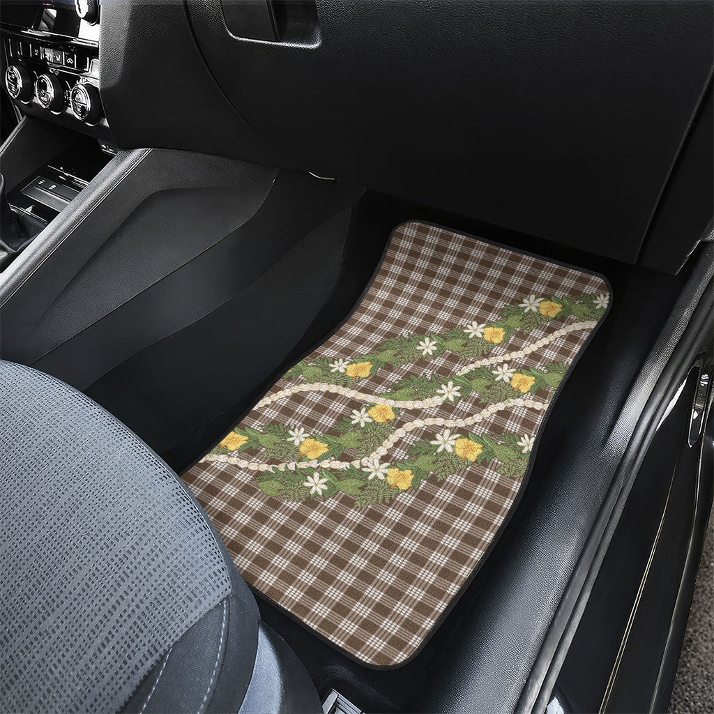 Aloha Puakenikeni Anthurium Pikake Lei Car Mats Chocolate Hawaiian Palaka Pattern
