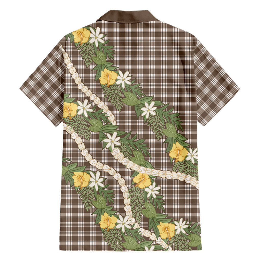 Aloha Puakenikeni Anthurium Pikake Lei Family Matching Puletasi and Hawaiian Shirt Chocolate Hawaiian Palaka Pattern
