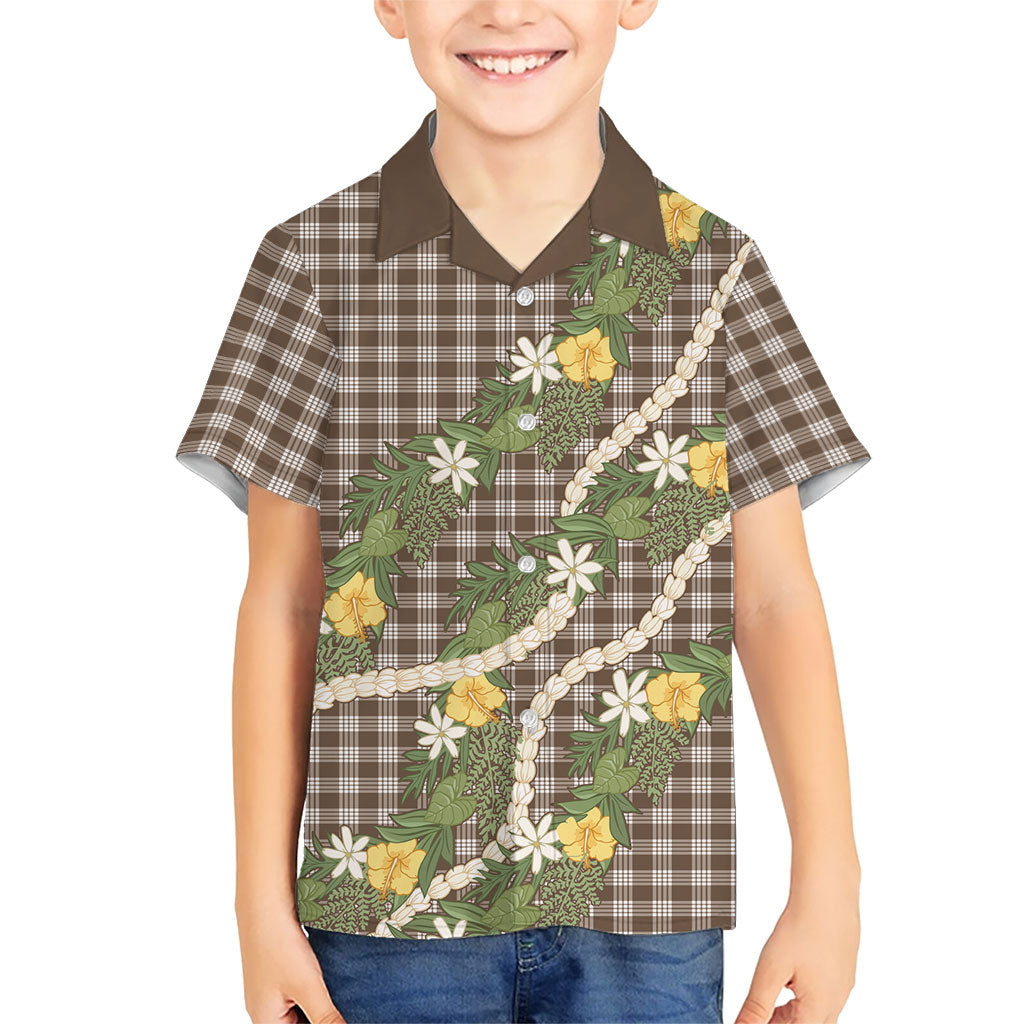 Aloha Puakenikeni Anthurium Pikake Lei Hawaiian Shirt Chocolate Hawaiian Palaka Pattern