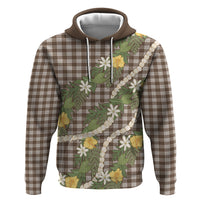 Aloha Puakenikeni Anthurium Pikake Lei Hoodie Chocolate Hawaiian Palaka Pattern
