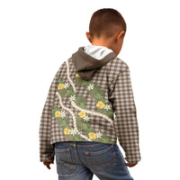 Aloha Puakenikeni Anthurium Pikake Lei Kid Hoodie Chocolate Hawaiian Palaka Pattern LT9 - Polynesian Pride